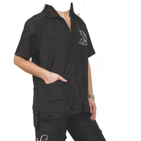 "Preciosa" black short-sleeved overall