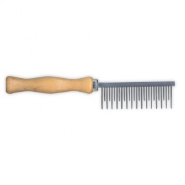 Idealdog alterned teeth wooden handle comb