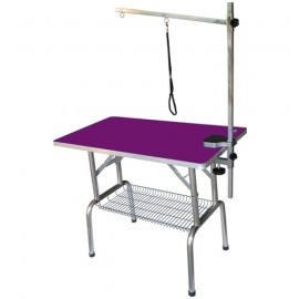 Double arm folding table with wheels purple