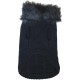 FANCY SWEATER WITH FUR COLAR - BLACK