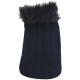 FANCY SWEATER WITH FUR COLAR - BLACK