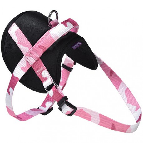 Dog easy harness camouflage pink