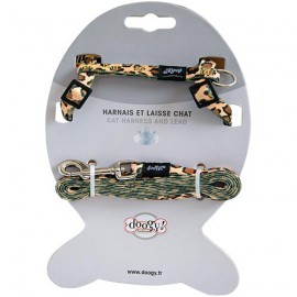 fancy cat harness and leash set leopard