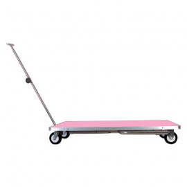 Height adjustable pink folding table with wheels