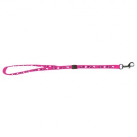 Grooming noose with pawprint hot pink nylon noose