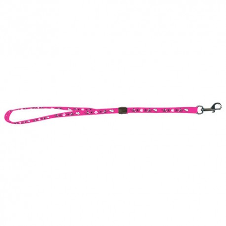 Grooming noose with pawprint hot pink nylon noose
