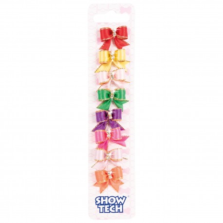 SHOW TECH CUTIE SPARKLE BOW 8PCS - 3CM WITH ELASTIC