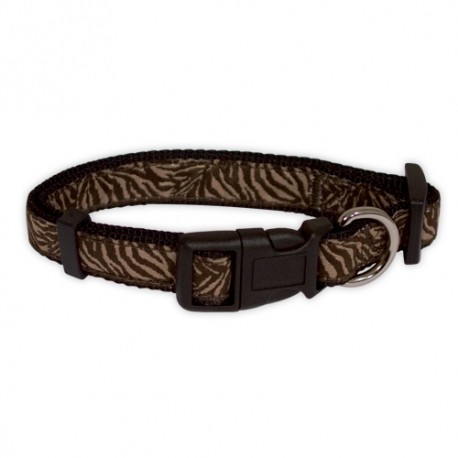 Doogy "Savane" nylon collar - Brown Zebra